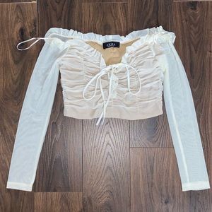AKIRA White Off the Shoulder Crop Top 🤍